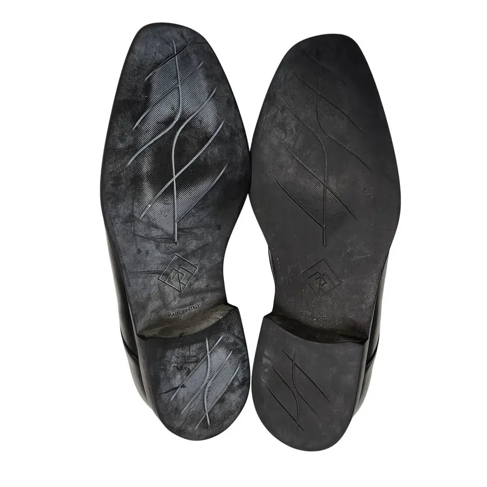 Monte Rosso Mens Lucca Nappa Leather Loafers Size 10.5 Black Leather Italy Dress